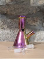 Bong Médio em Vidro - Efeito Iridescente