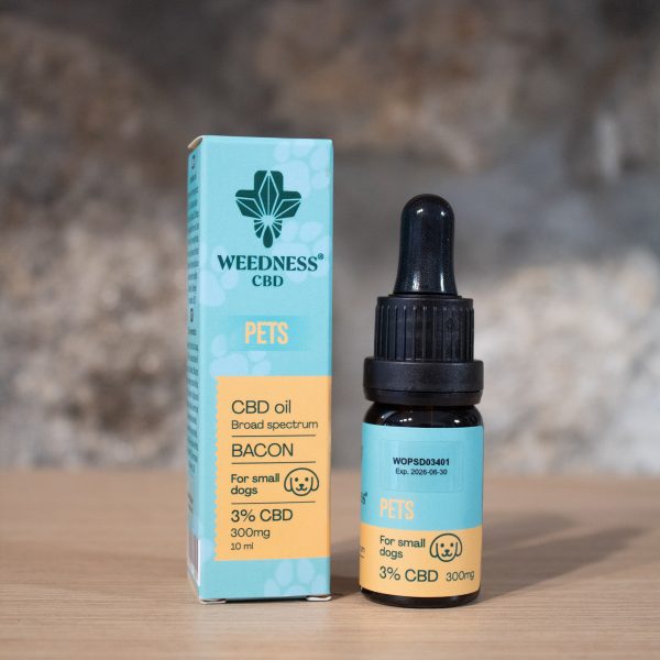 Óleo de Cânhamo CBD Pets - Sabor Bacon 3% (300 mg) para Cães Pequenos